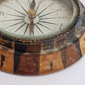 Superb Specimen Wood Inlaid Nautical Map Compass Antique Georgian circa 1800