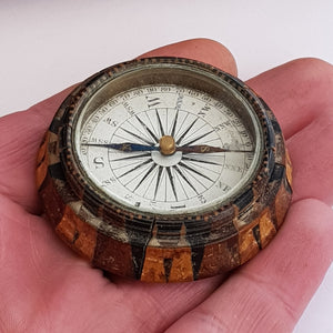 Superb Specimen Wood Inlaid Nautical Map Compass Antique Georgian circa 1800