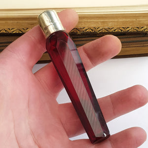 Superb Cut Ruby Glass Sterling Silver Mounted Scent Bottle Antique Birmingham circa 1897