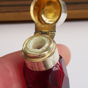 Superb Cut Ruby Glass Sterling Silver Mounted Scent Bottle Antique Birmingham circa 1897