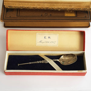 Rare Sterling Silver Coronation Anointing Spoon In Box Edward VIII Vintage Birmingham circa 1937