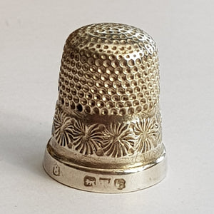 Hand Painted Wooden Egg Shaped Thimble Case With Sterling Silver Thimble Antique circa 1908