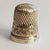 Hand Painted Wooden Egg Shaped Thimble Case With Sterling Silver Thimble Antique circa 1908