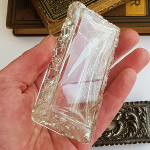 Sterling Silver Repousse Lidded Cut Glass Trinket Box Antique Birmingham circa 1900