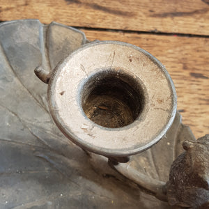 Plated Britannia Metal Chamberstick With Owl Figure Match Holder Antique circa 1880's