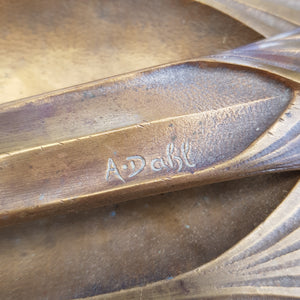 French Bronze Letter Opener And Pen Tray Set Signed A. Dahl Antique c1920