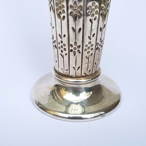 Sterling Silver Ornate Repousse Trumpet Style Specimen Flower Vase Antique Victorian Sheffield Circa 1892