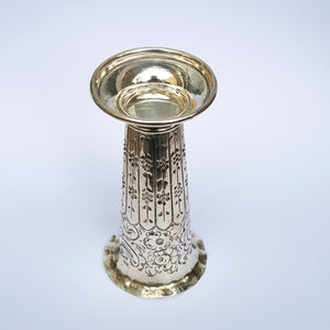 Sterling Silver Ornate Repousse Trumpet Style Specimen Flower Vase Antique Victorian Sheffield Circa 1892