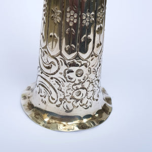 Sterling Silver Ornate Repousse Trumpet Style Specimen Flower Vase Antique Victorian Sheffield Circa 1892