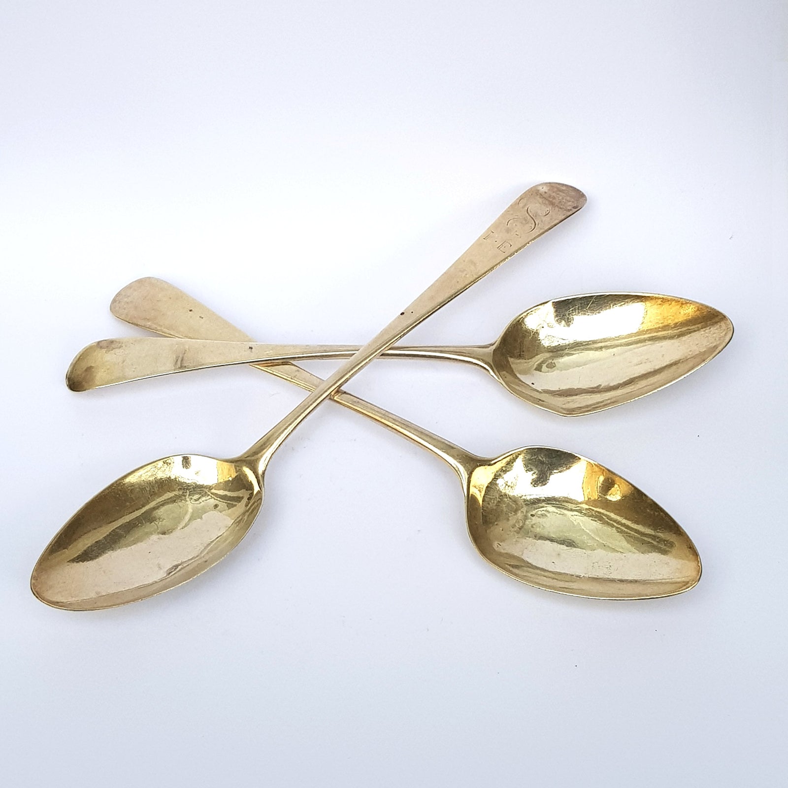 Sterling Silver Set Of x3 Old English Pattern Table Spoons Antique Georgian London circa 1806