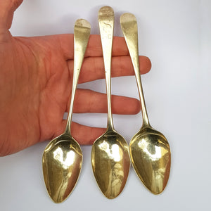 Sterling Silver Set Of x3 Old English Pattern Table Spoons Antique Georgian London circa 1806