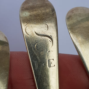 Sterling Silver Set Of x3 Old English Pattern Table Spoons Antique Georgian London circa 1806