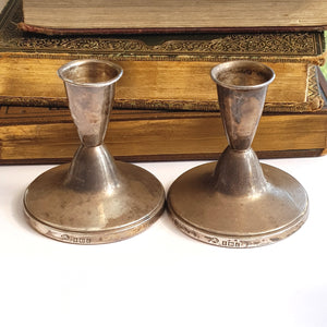 Sterling Silver Pair Of Candle Sticks Vintage Birmingham Circa 1960