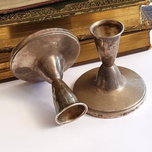 Sterling Silver Pair Of Candle Sticks Vintage Birmingham Circa 1960