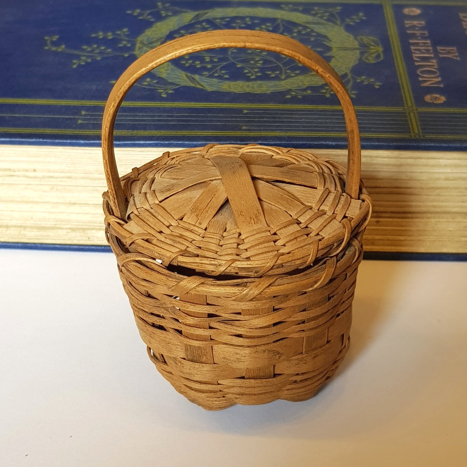 Hand Manufactured Apprentice Piece Miniature Wicker Basket Antique Victorian circa 1870's