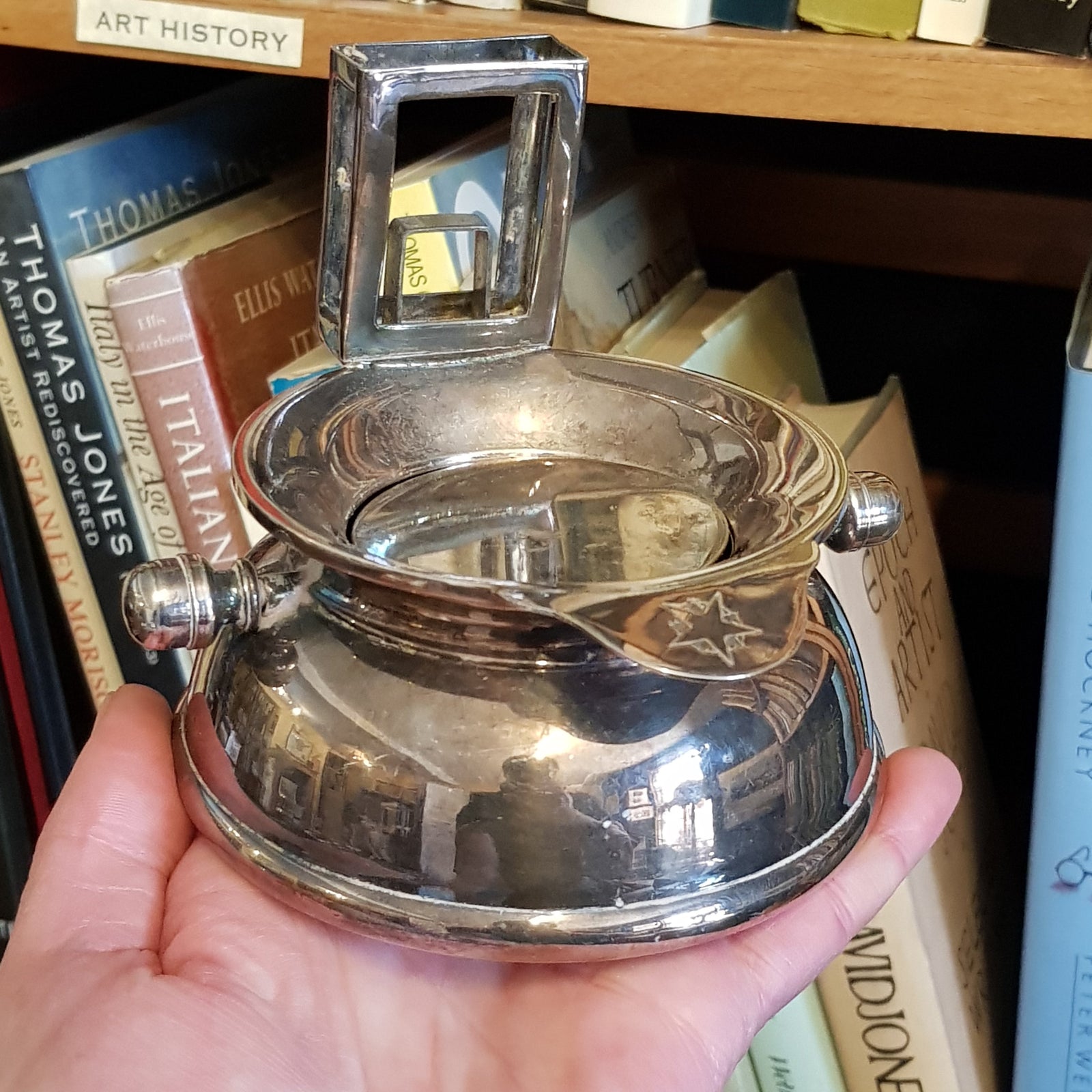 Silver Plated Table Ashtray From Hotel Foyer Vintage Art Deco Circa 1920's