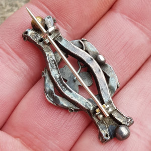 Sterling Silver And Gold Accented Love Heart Brooch Antique Birmingham circa 1893