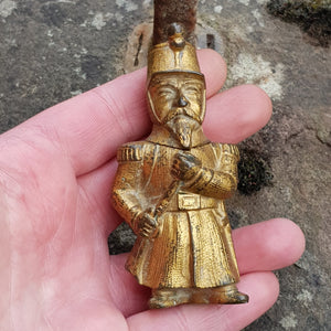 French Gilded Spelter Toothpick Holder As Napoleonic Legionary Antique circa 1900