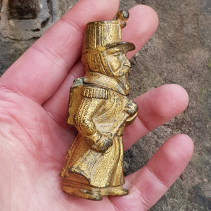 French Gilded Spelter Toothpick Holder As Napoleonic Legionary Antique circa 1900