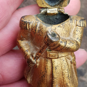 French Gilded Spelter Toothpick Holder As Napoleonic Legionary Antique circa 1900