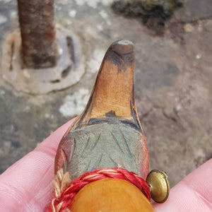 Hand Carved And Painted Beechwood Birds Head Parasol Handle Vintage circa 1930s
