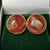 9ct Gold Agate Cabochon Set Pair Of Ear Studs Vintage Circa 1920's