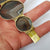 Artisan Jeweller Made Gilt Metal Banded Agate Cabochon Panel Bracelet Antique Victorian Circa 1880