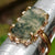 Rare Moss Agate And Old Cut Diamond Set Ring Size UK N 1/2 Antique Victorian circa 1870's