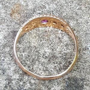 15k Gold Ruby And Diamond Ring Size UK P 1/2 Antique Birmingham Circa 1895