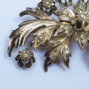 Sterling Silver Mine Cut Diamond Set Chase Detailed Large Flower Brooch Antique Georgian Circa 1810