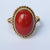 9k Gold Solitaire Coral Cabochon Ring Size UK O Antique Vintage Circa 1920's