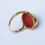 9k Gold Solitaire Coral Cabochon Ring Size UK O Antique Vintage Circa 1920's