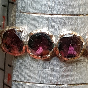 9k Gold Foil Backed Almandine Garnet Five Stone Gallery Ring Antique Georgian Circa 1770's