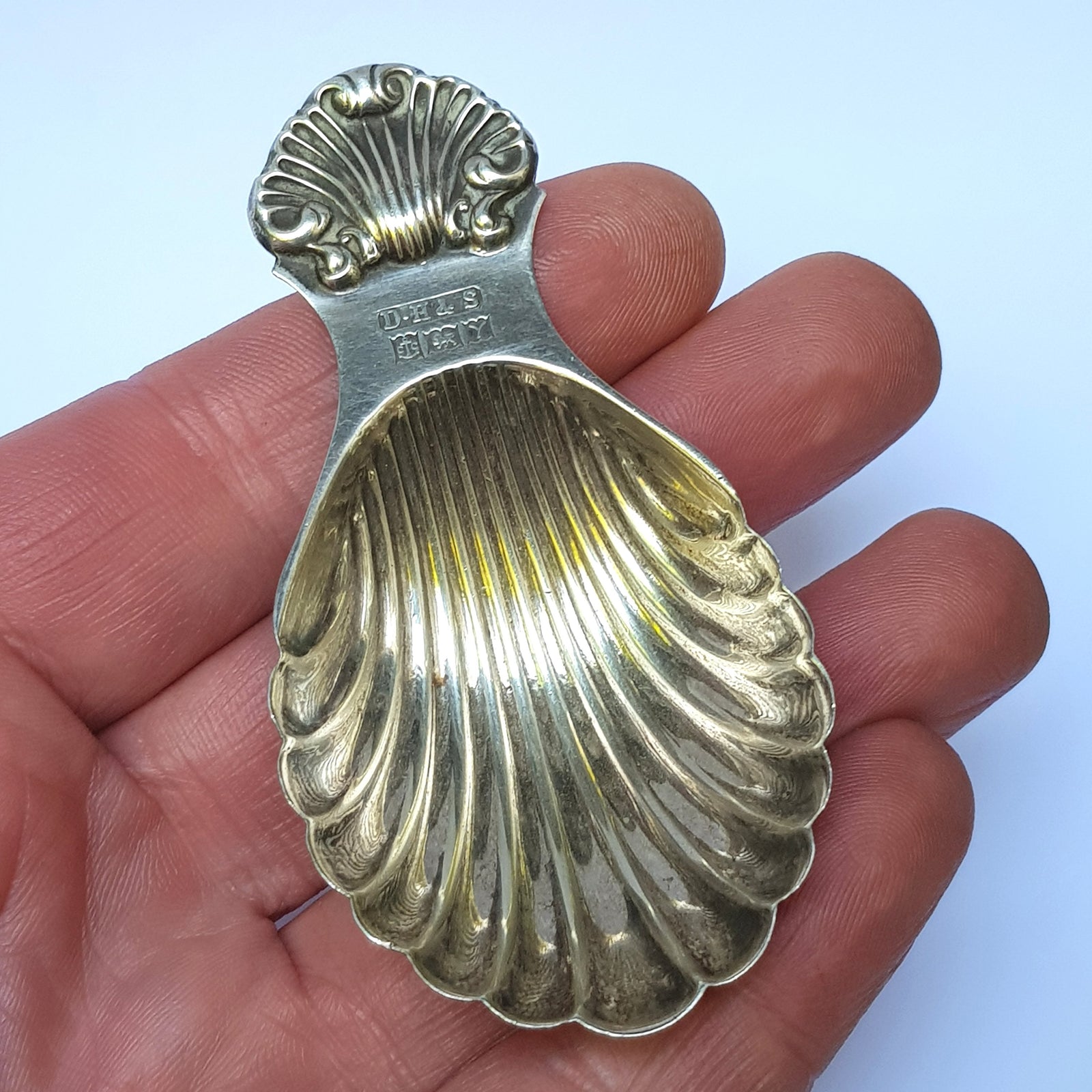 Sterling Silver Scalloped Shell Tea Caddy Spoon Birmingham Assay Office Bicentennial Vintage Circa 1973