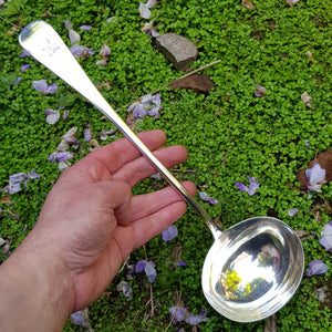 Superb Sterling Silver Ladle With Engraved Rampant Lion Crest Antique Georgian Circa 1817