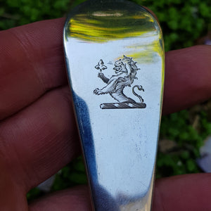 Superb Sterling Silver Ladle With Engraved Rampant Lion Crest Antique Georgian Circa 1817