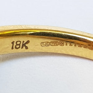18k Yellow Gold Fire Opal And Diamond Trilogy Ring Size UK O 1/2 Circa 2015