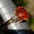 18k Yellow Gold Fire Opal And Diamond Trilogy Ring Size UK O 1/2 Circa 2015