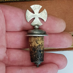 Sterling Silver Crux Terminal Bottle Stopper Sacrament Holy Water Antique Edwardian circa 1909
