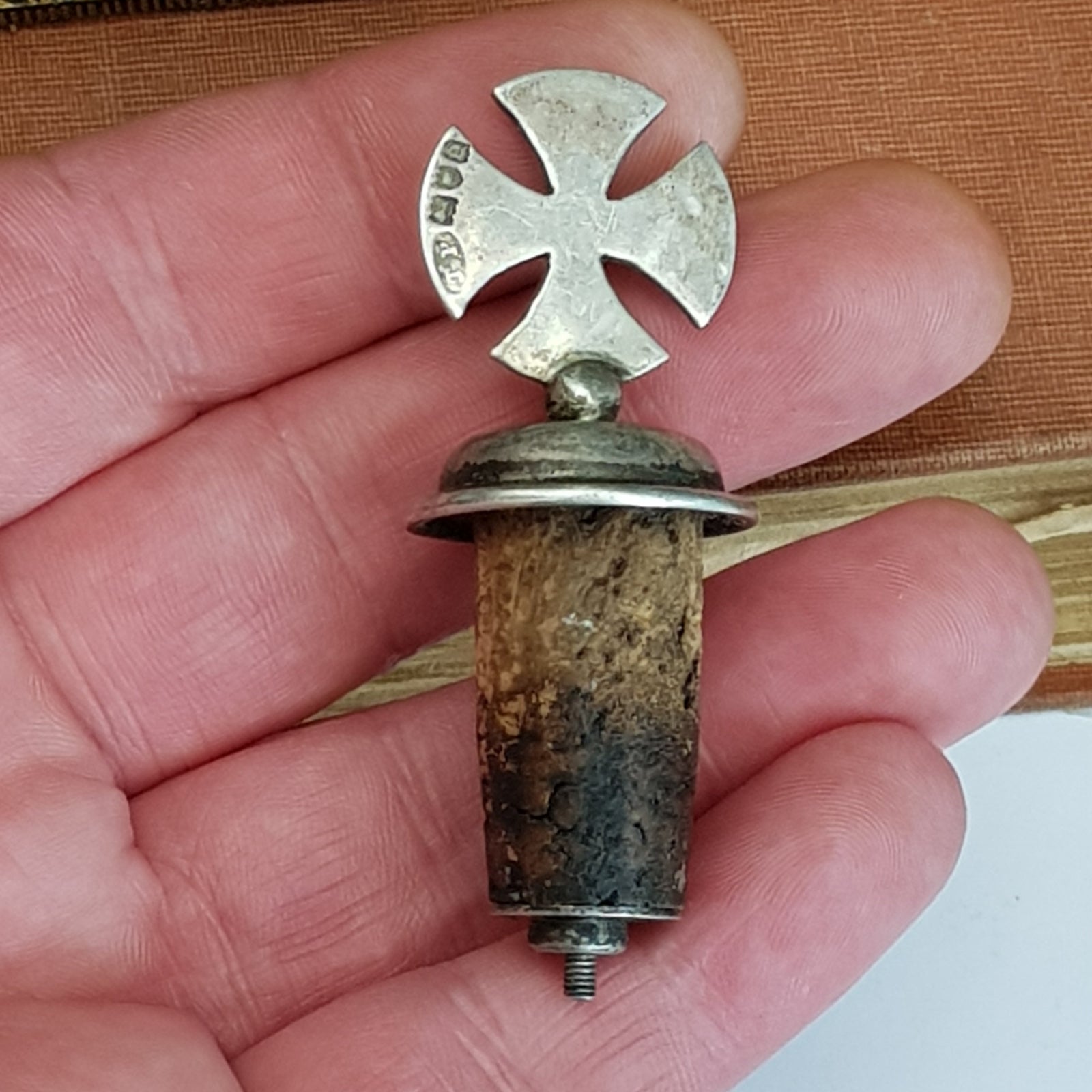 Sterling Silver Crux Terminal Bottle Stopper Sacrament Holy Water Antique Edwardian circa 1909