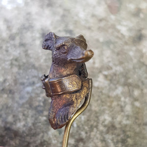 Rare Sterling Silver Gilt Grey Hound Head Stock Pin Antique Victorian Circa 1870