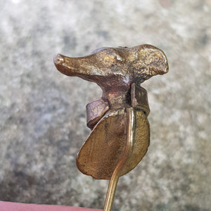 Rare Sterling Silver Gilt Grey Hound Head Stock Pin Antique Victorian Circa 1870