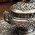 French Solid Silver Urn Style Foliate Repousse Detailed Desk Inkwell Antique circa 1890