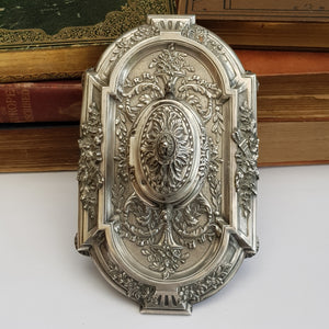 French Solid Silver Urn Style Foliate Repousse Detailed Desk Inkwell Antique circa 1890