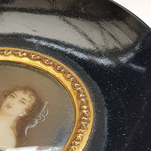 Superb Gouache Painted Miniature Of Rococo Lady In Frame Antique circa 1850's
