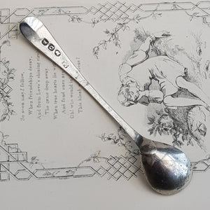 Sterling Siver Mustard Spoon Folly Tower Crested P & W Bateman London Antique circa 1811