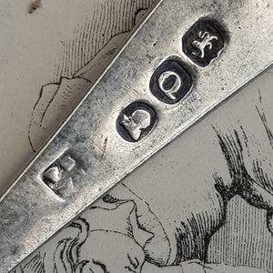 Sterling Siver Mustard Spoon Folly Tower Crested P & W Bateman London Antique circa 1811