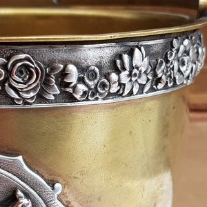 Elkington & Co Superb Silver & Gold Plated Centaur Cartouche Bucket Table Bowl circa 1876