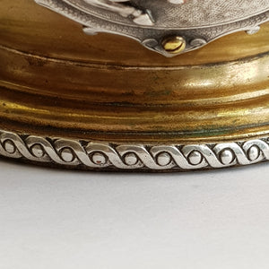 Elkington & Co Superb Silver & Gold Plated Centaur Cartouche Bucket Table Bowl circa 1876