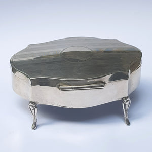Sterling Silver Pin Stripe Patterned 4 Legged Trinket Box Antique Birmingham circa 1911